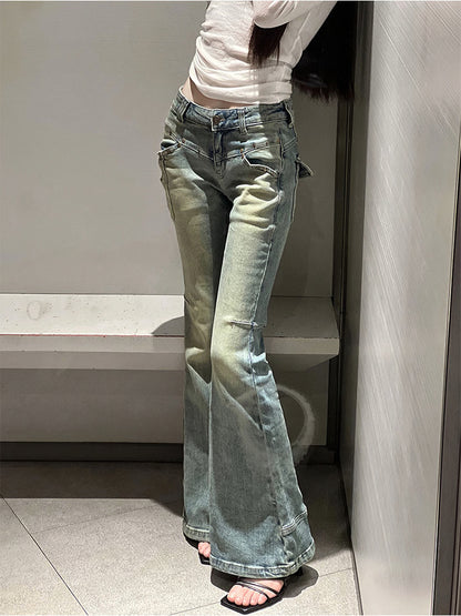 Women Flared Denim Pants Autumn Winter, Y2k Low Rise Skinny Trumpet Pants, Bell Bottom Bootcut Jeans Fashion